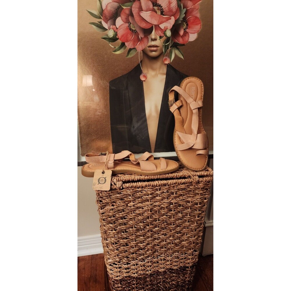 Born Inya Crossover Sandal Natural Beige Womens Soft Leather Comfortable Size 10